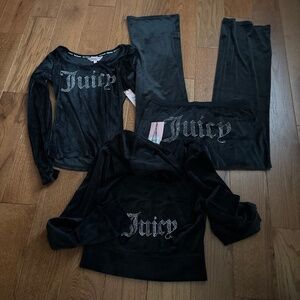 Women’s Juicy Couture Lot Bling Zip Hoodie LS Too Lounge Pants Small